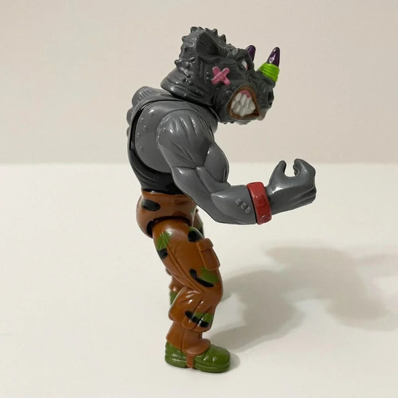1991 TMNT Machine Gunnin Rocksteady Action Figure Wind Up Rhino - Picture 6 of 13